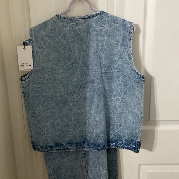 Free people native youth vest and jeans L NWT 100 cotton lightweight set - Picture 3 of 16